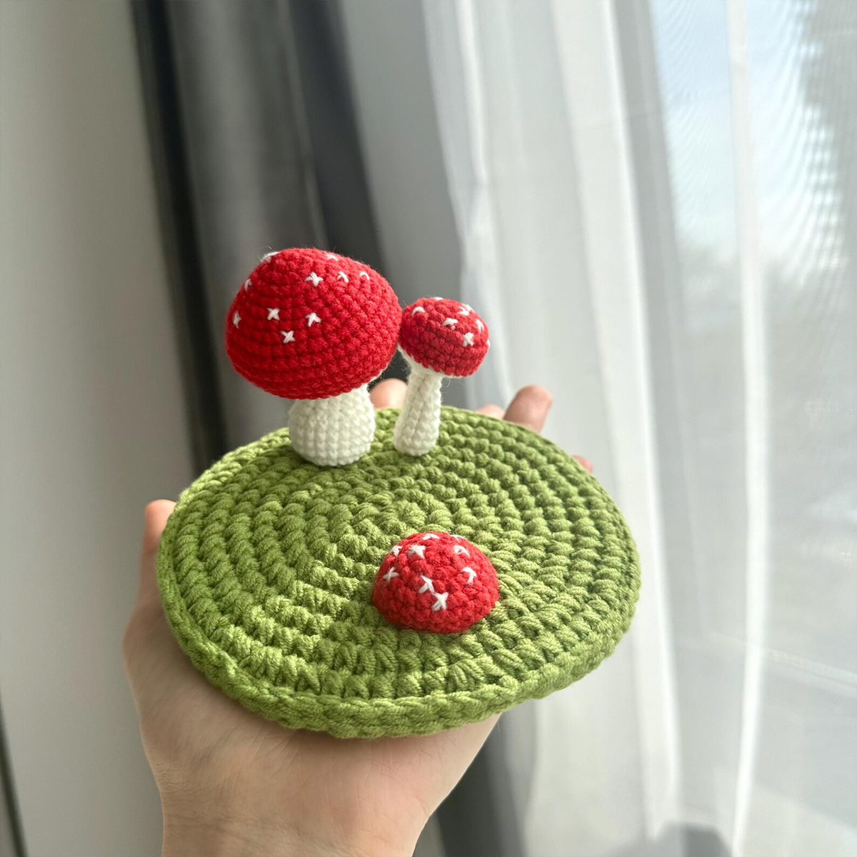 Handmade Silk Phone Stand, Forest Mushroom Motif