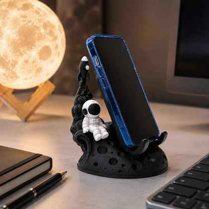 3D Printed Phone Stand With Space Motif, Astronaut And Rocket